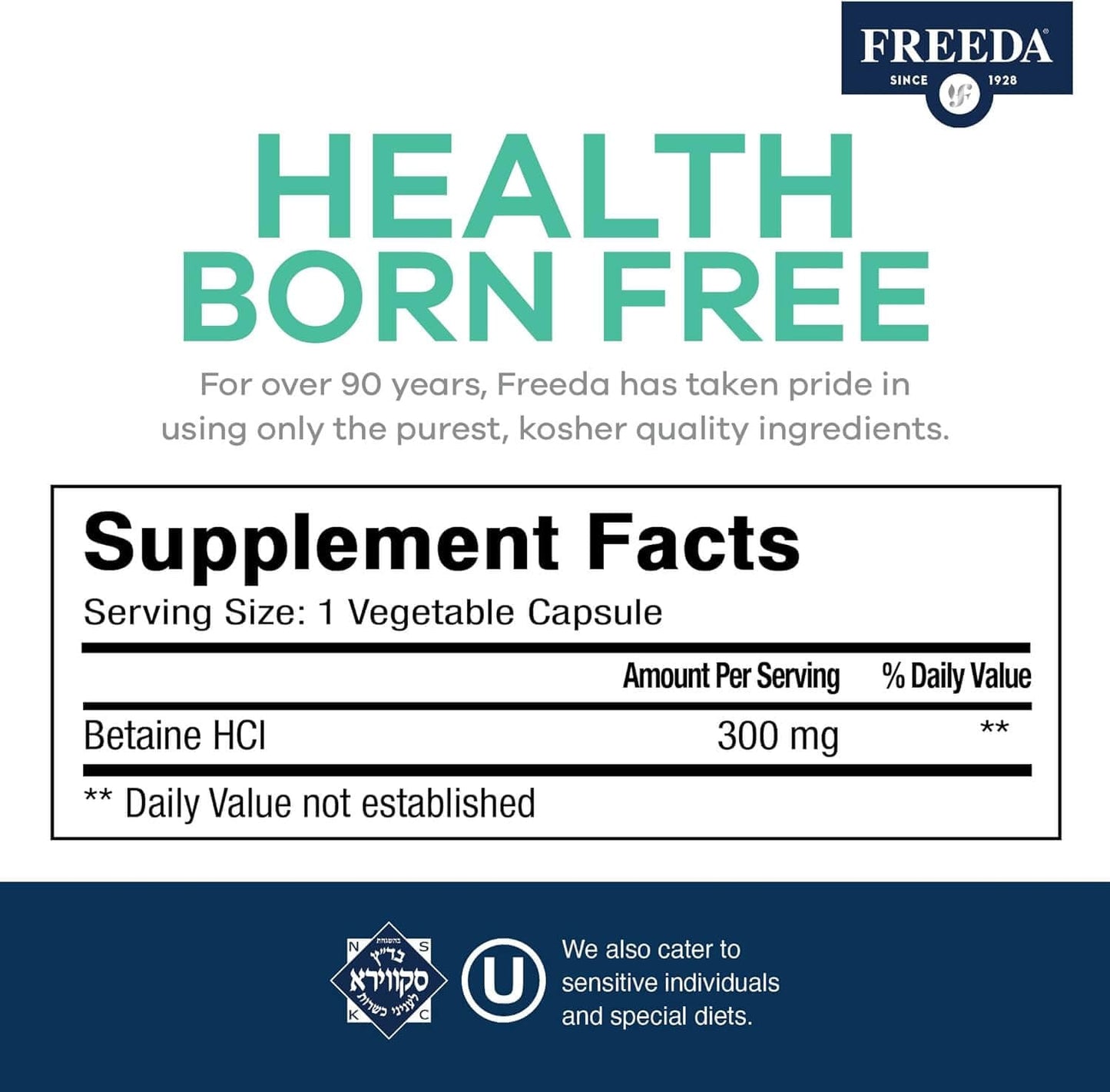 Betaine HCl 300 mg - 90 Capsules