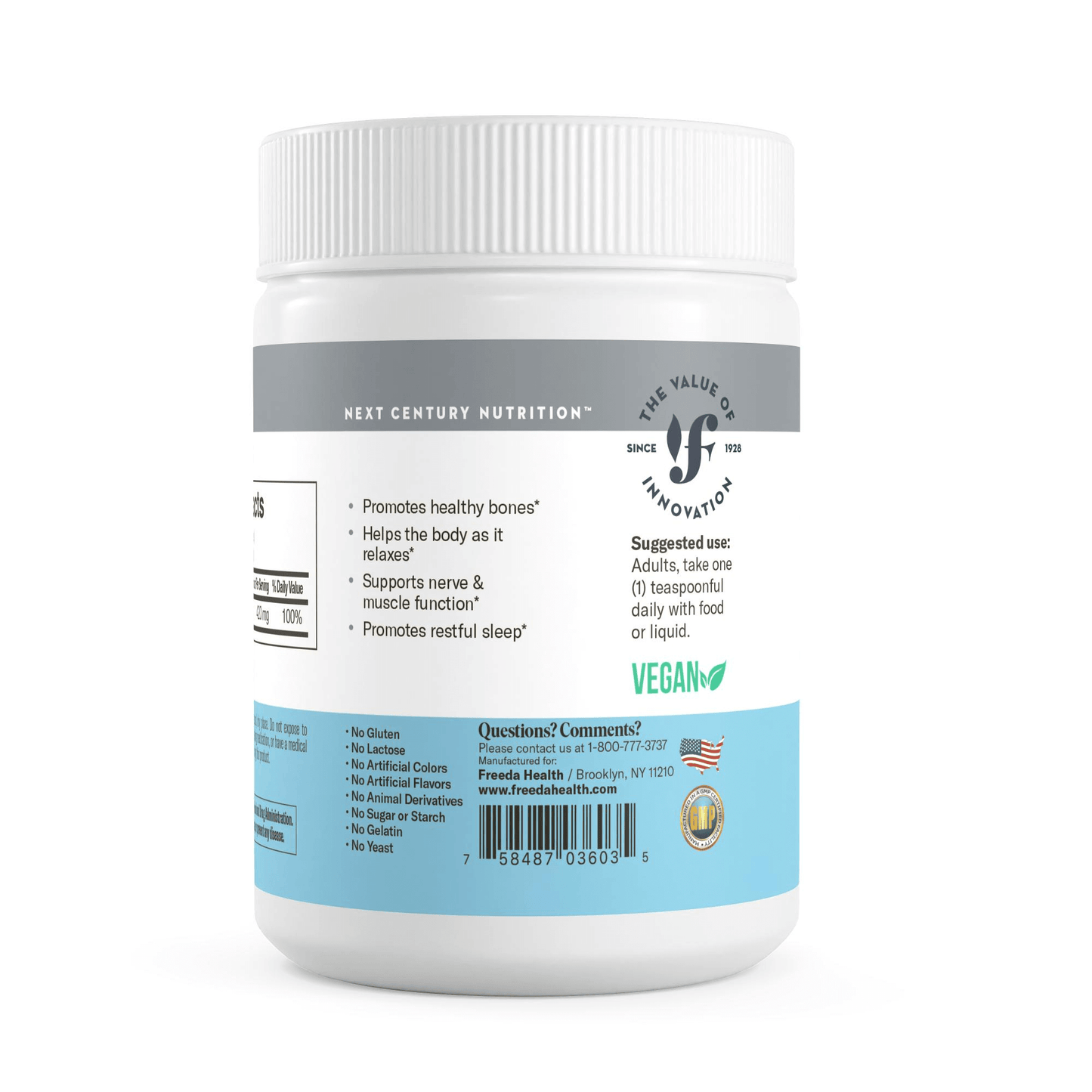 FREEDA Magnesium Citrate Powder - 16 Ounces