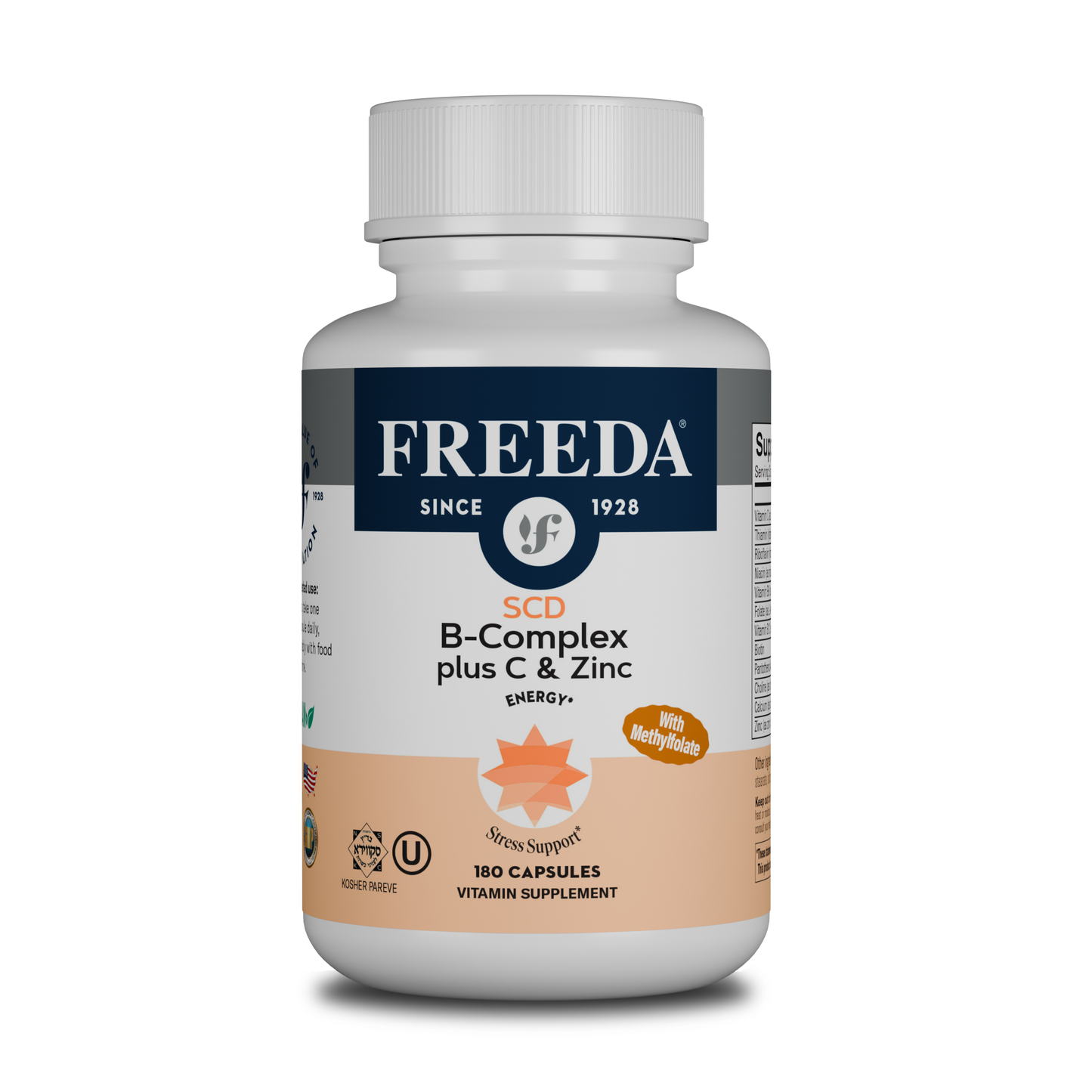 FREEDA SCD B Complex w/ Methylfolate Vitamin C & Zinc 180 Capsules