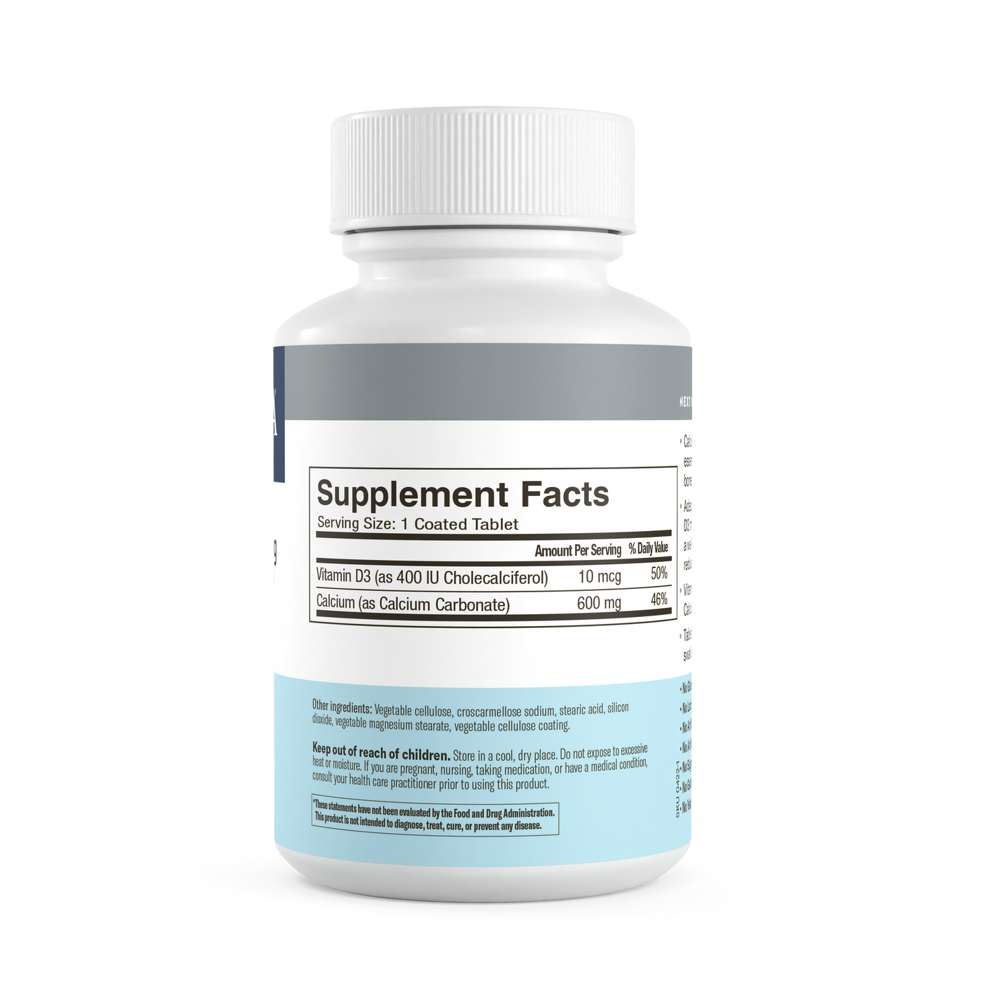 Calcium 600 mg w/ D3 400 IU - 100 Tablets