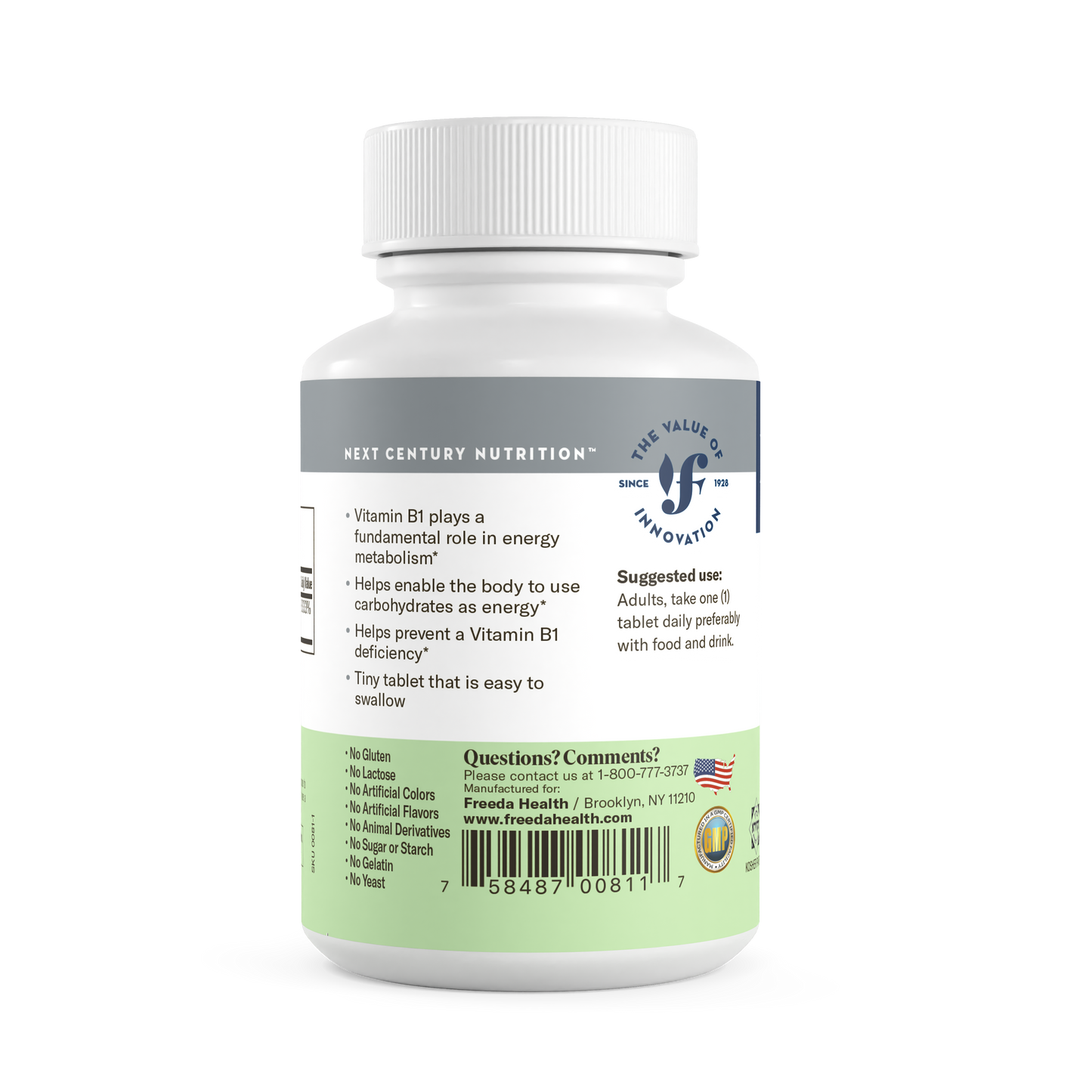FREEDA Vitamin B1 (Thiamin HCL) 100 mg - 100 Tablets