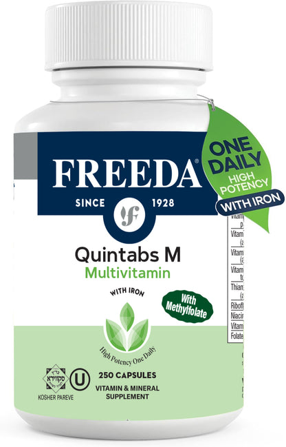 Quintabs-M with Iron - Comprehensive Multivitamin - One Daily