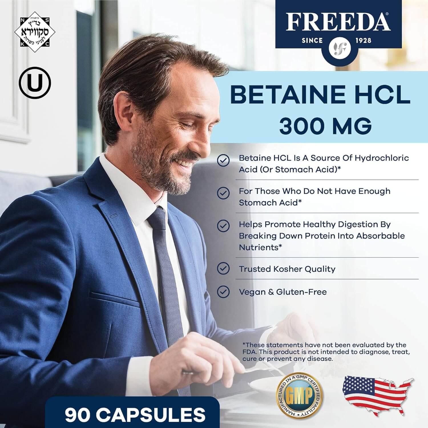 FREEDA  Betaine HCl 300 mg - 90 Capsules