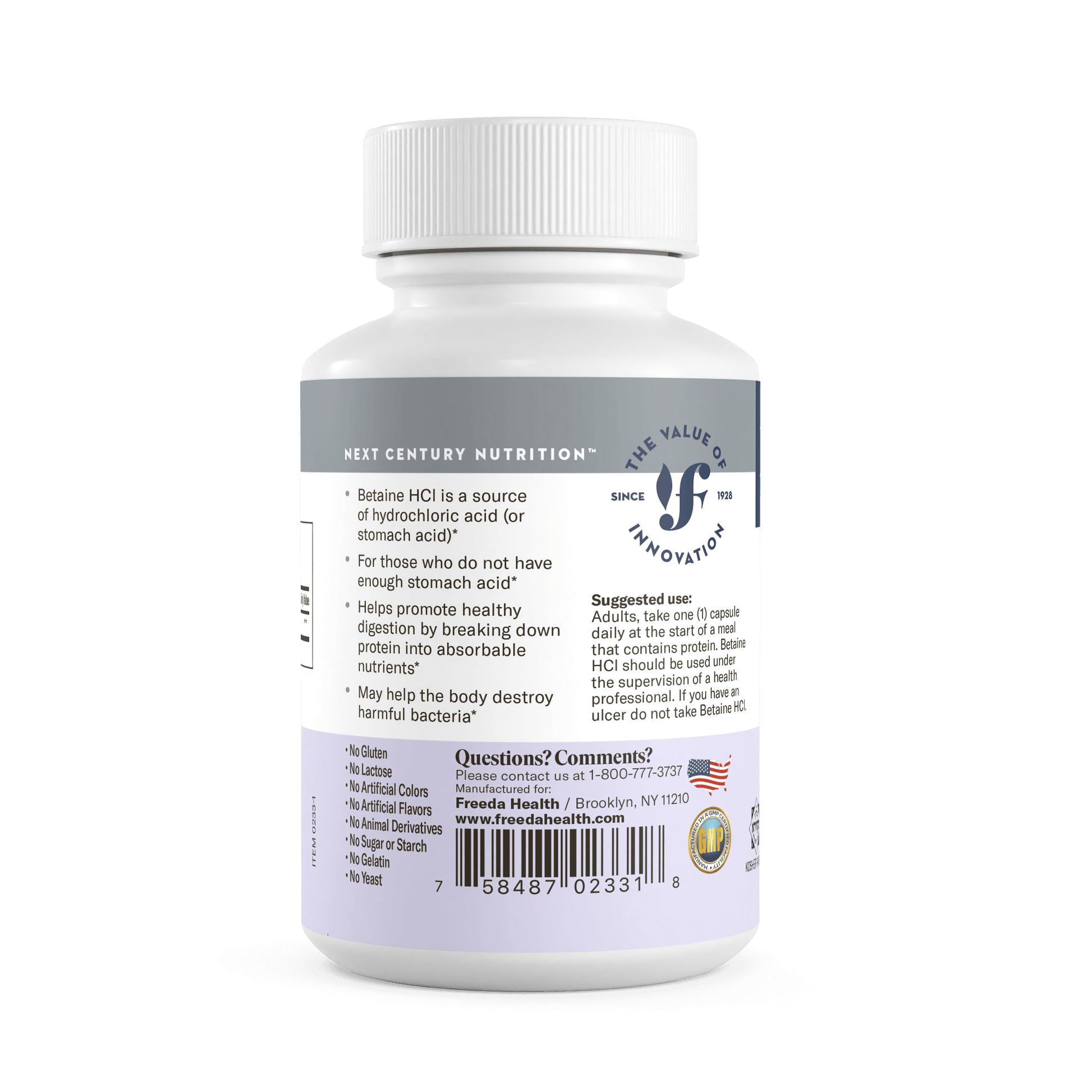 FREEDA  Betaine HCl 300 mg - 90 Capsules