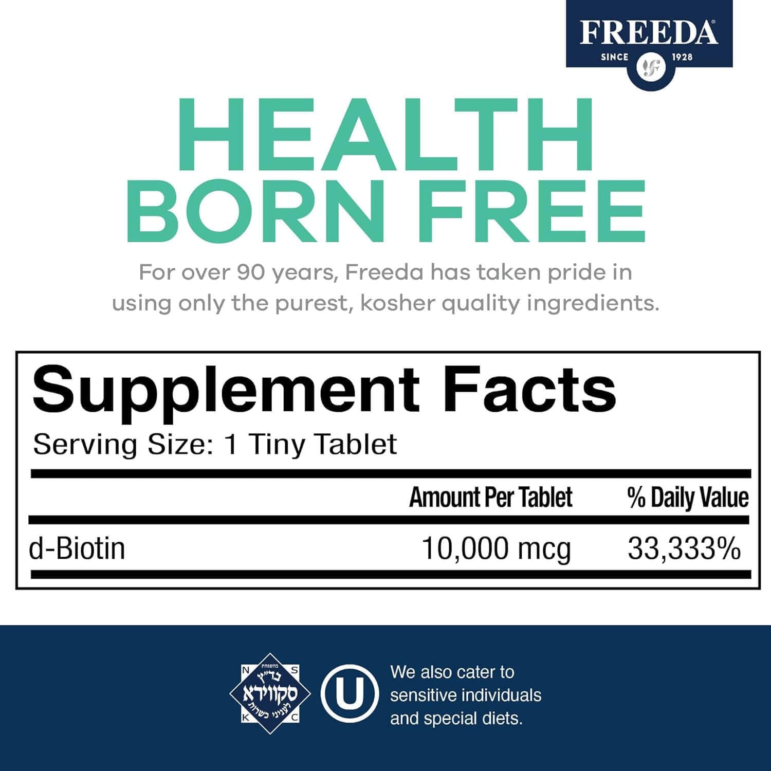 FREEDA  Biotin 10 mg 100 Tablets
