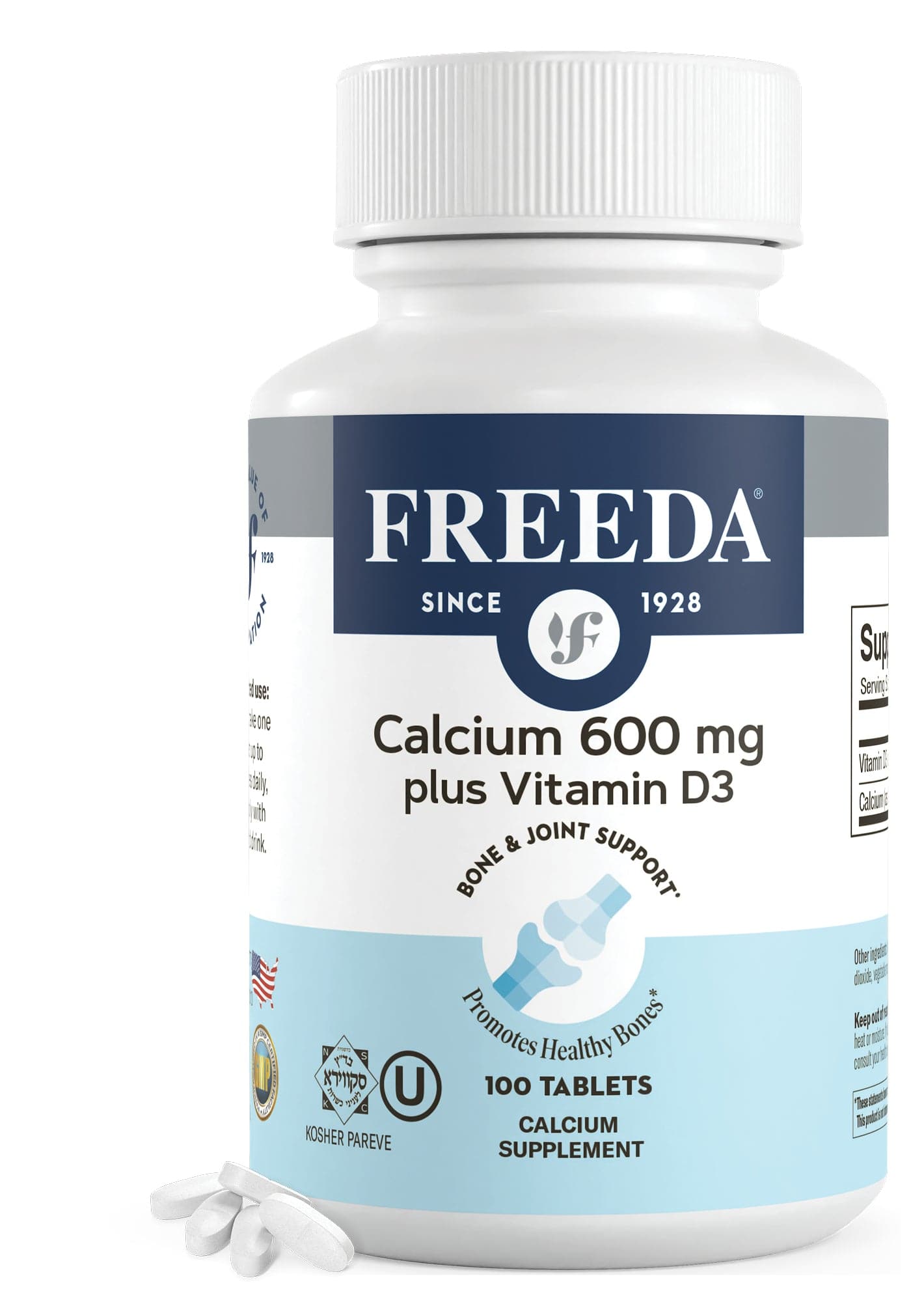 FREEDA  Calcium 600 mg w/ D3 400 IU - 100 Tablets