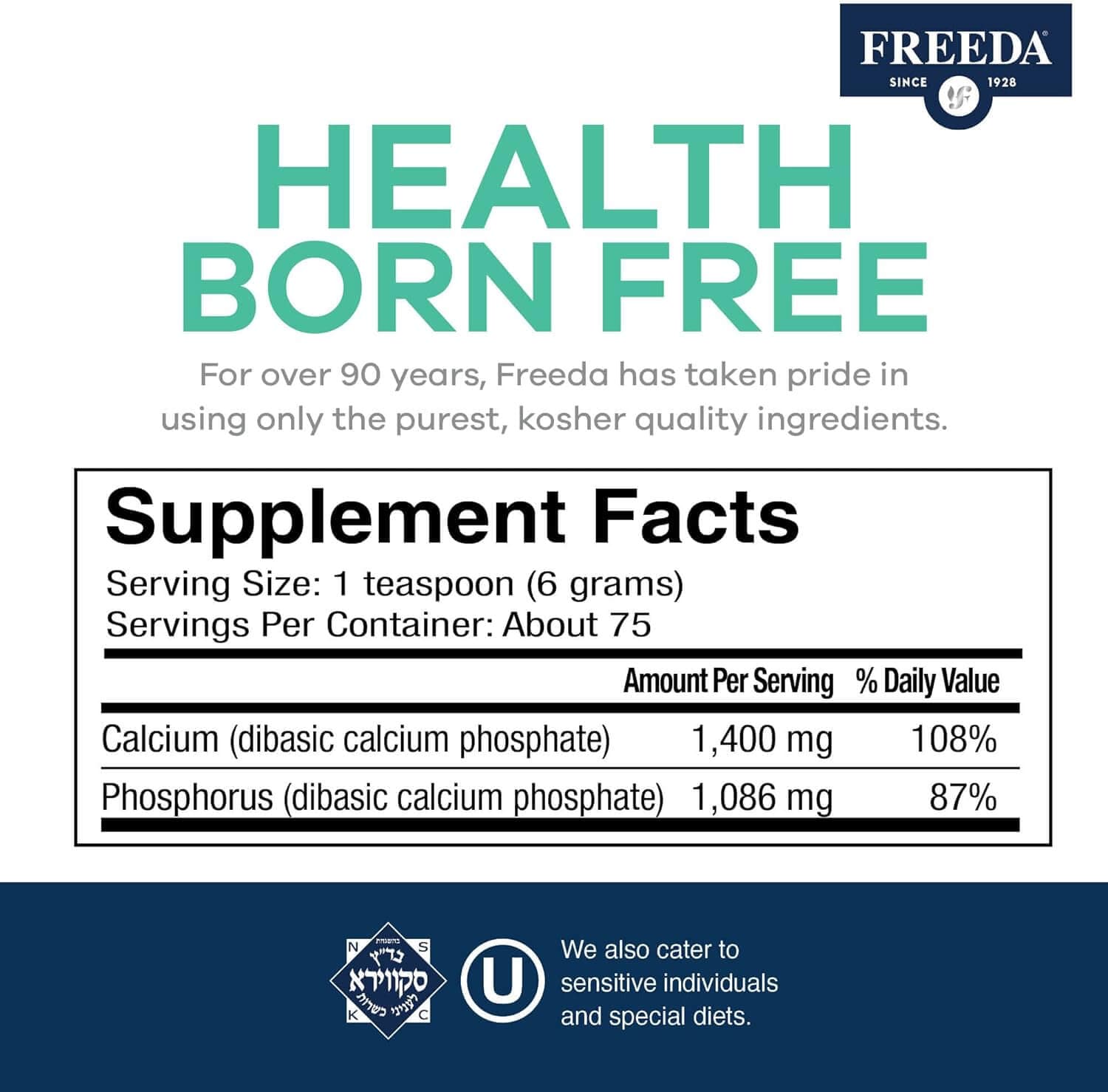FREEDA  Calcium Phosphate Powder - 16 Ounces