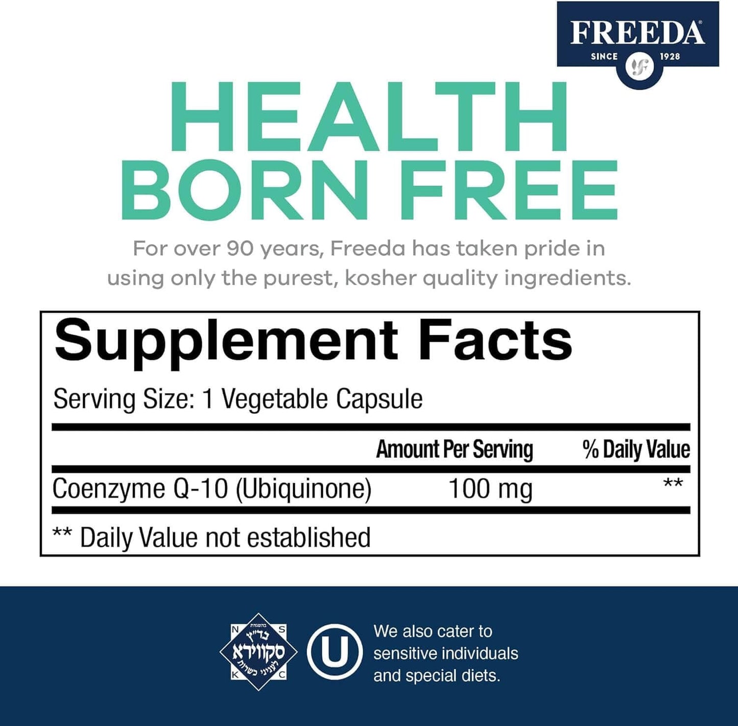 FREEDA  Coenzyme Q-10 (Co Q-10) 100 mg - 100 Capsules