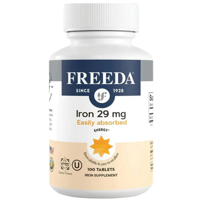 FREEDA  Iron (Ferrous Fumarate) 29 mg, Gentle & Easily Absorbed Iron 100 Tablets