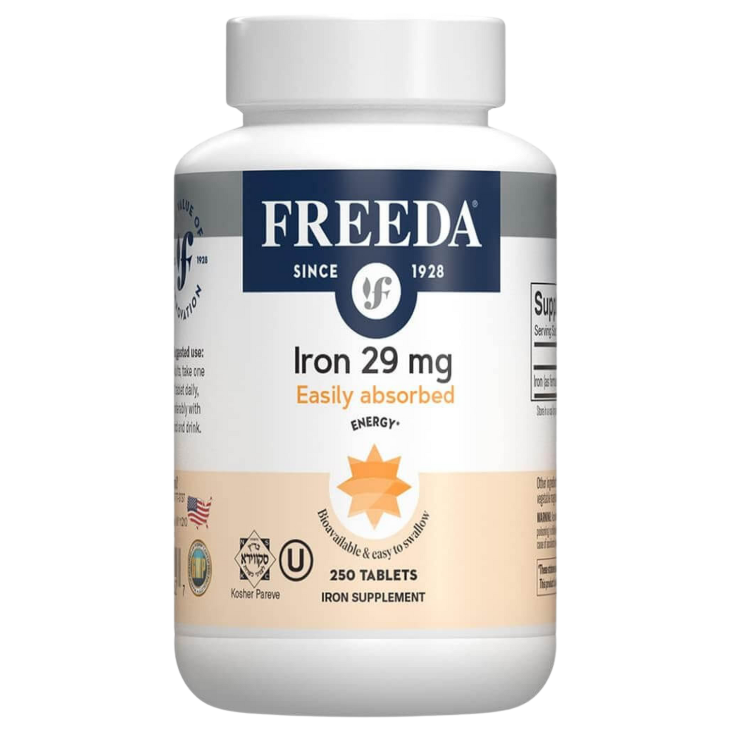 FREEDA  Iron (Ferrous Fumarate) 29 mg, Gentle & Easily Absorbed Iron 250 Tablets