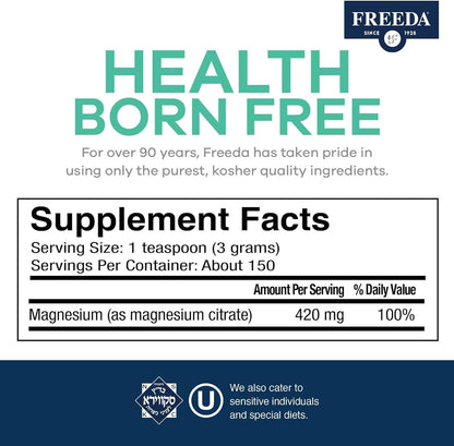 FREEDA  Magnesium Citrate Powder - 16 Ounces