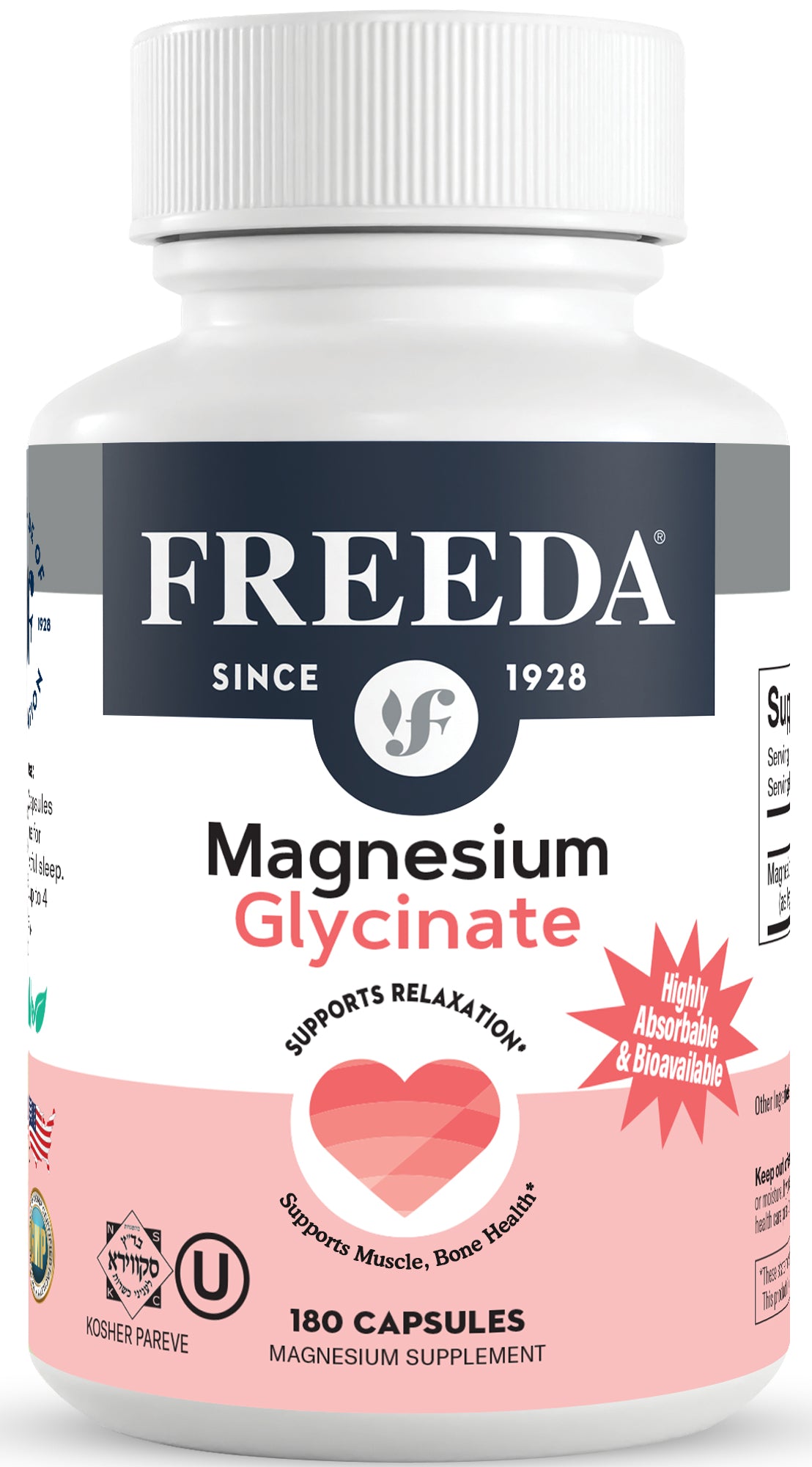 FREEDA  Magnesium Glycinate 180 Capsules