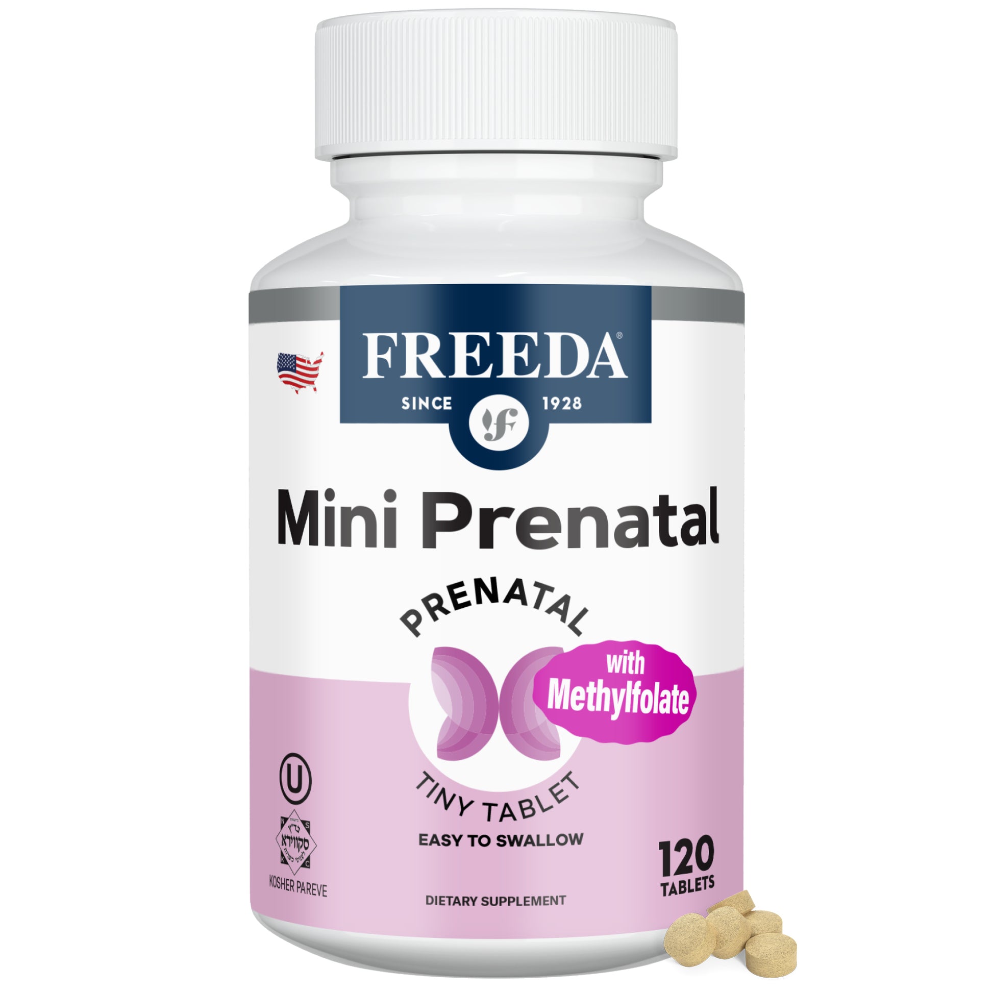 FREEDA  Mini Prenatal - Tiny Tablets Prenatal Vitamin 120 Tablets