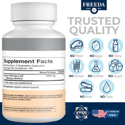 FREEDA  Moringa Leaf, 90 capsules