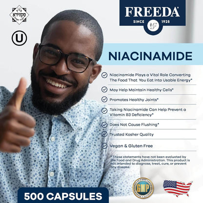FREEDA  Niacinamide (Vitamin B3) 250 mg - 500 Capsules