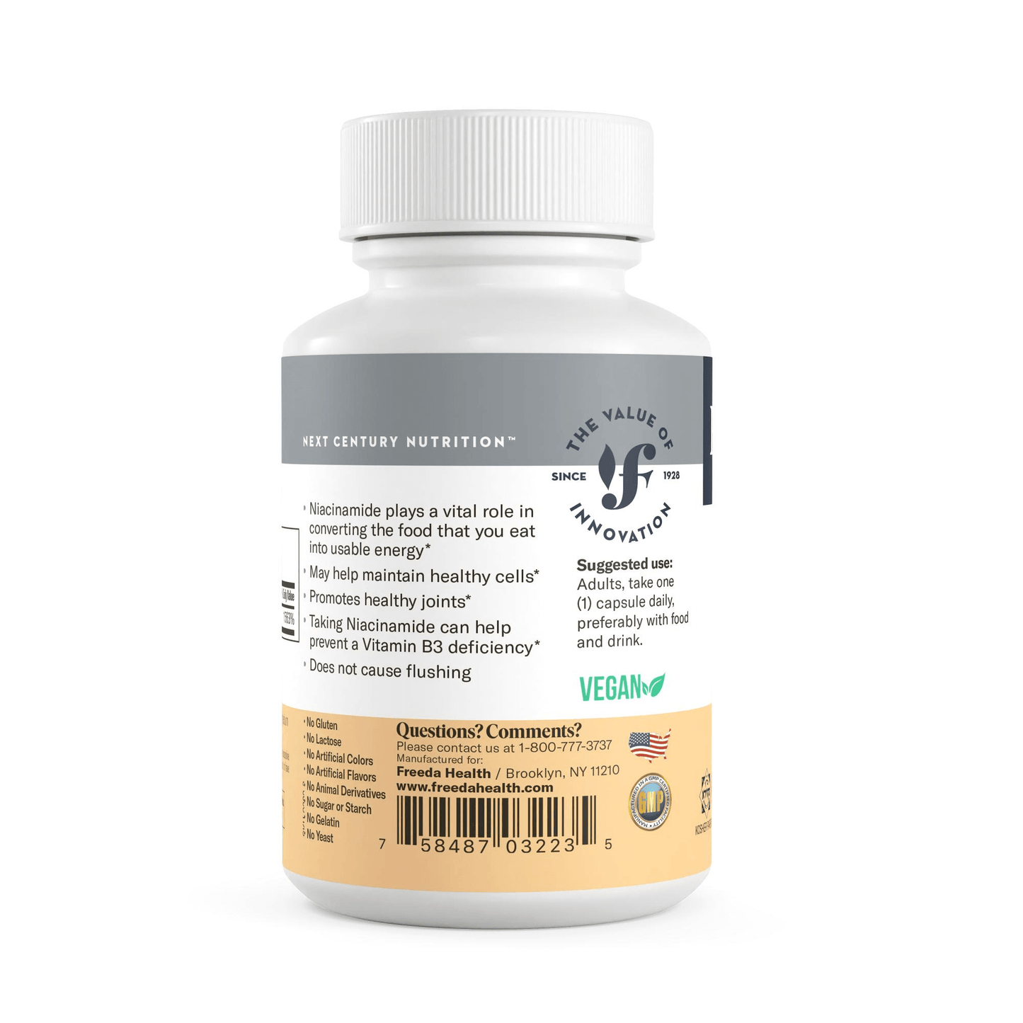 FREEDA  Niacinamide (Vitamin B3) 250 mg - 500 Capsules