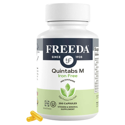 FREEDA  Quintabs-M Iron Free, Comprehensive One Daily Multivitamin 250 Capsules
