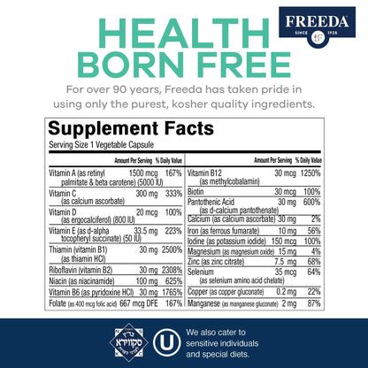 FREEDA  Quintabs-M with Iron - Comprehensive Multivitamin - One Daily