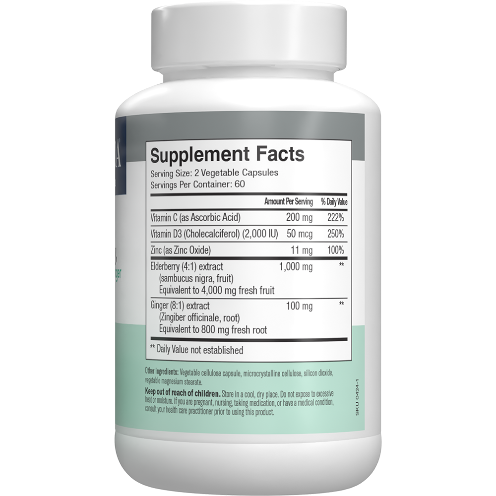 FREEDA  Sambucus Elderberry with Vitamin C, D3, Zinc & Ginger 120 Capsules