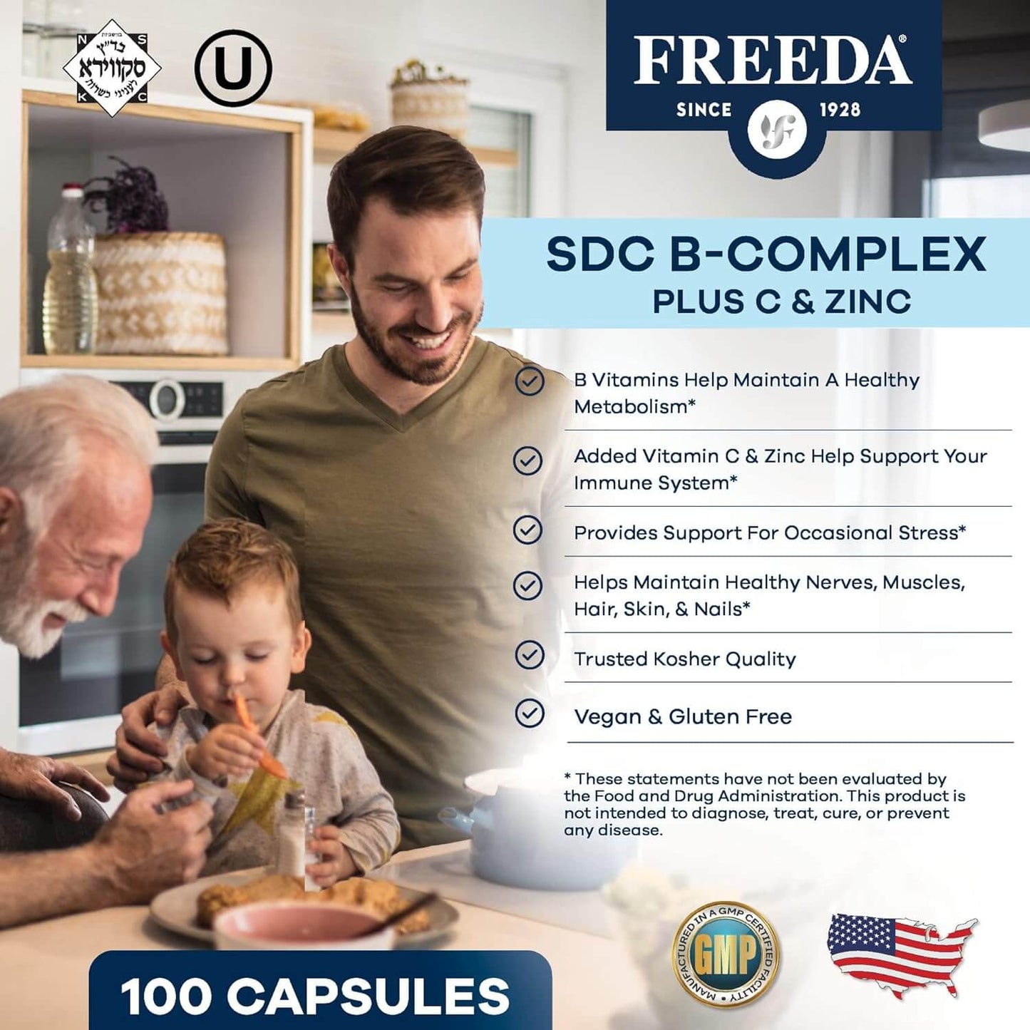 FREEDA  SCD B Complex w/ Methylfolate Vitamin C & Zinc