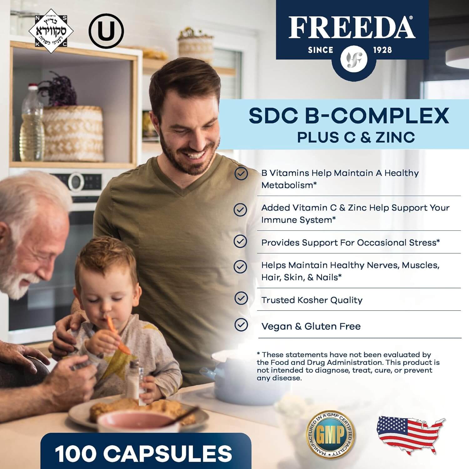 FREEDA  SCD B Complex w/ Methylfolate Vitamin C & Zinc