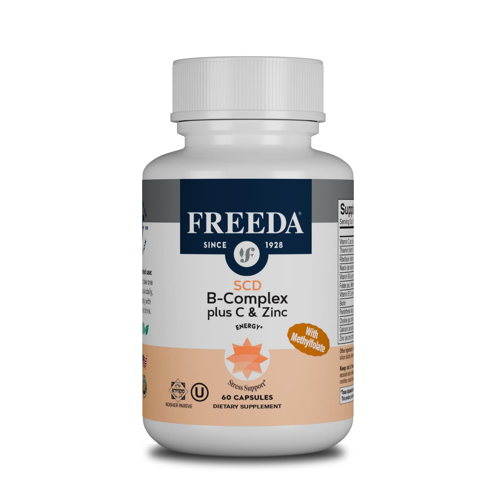 FREEDA  SCD B Complex w/ Methylfolate Vitamin C & Zinc 60 Capsules