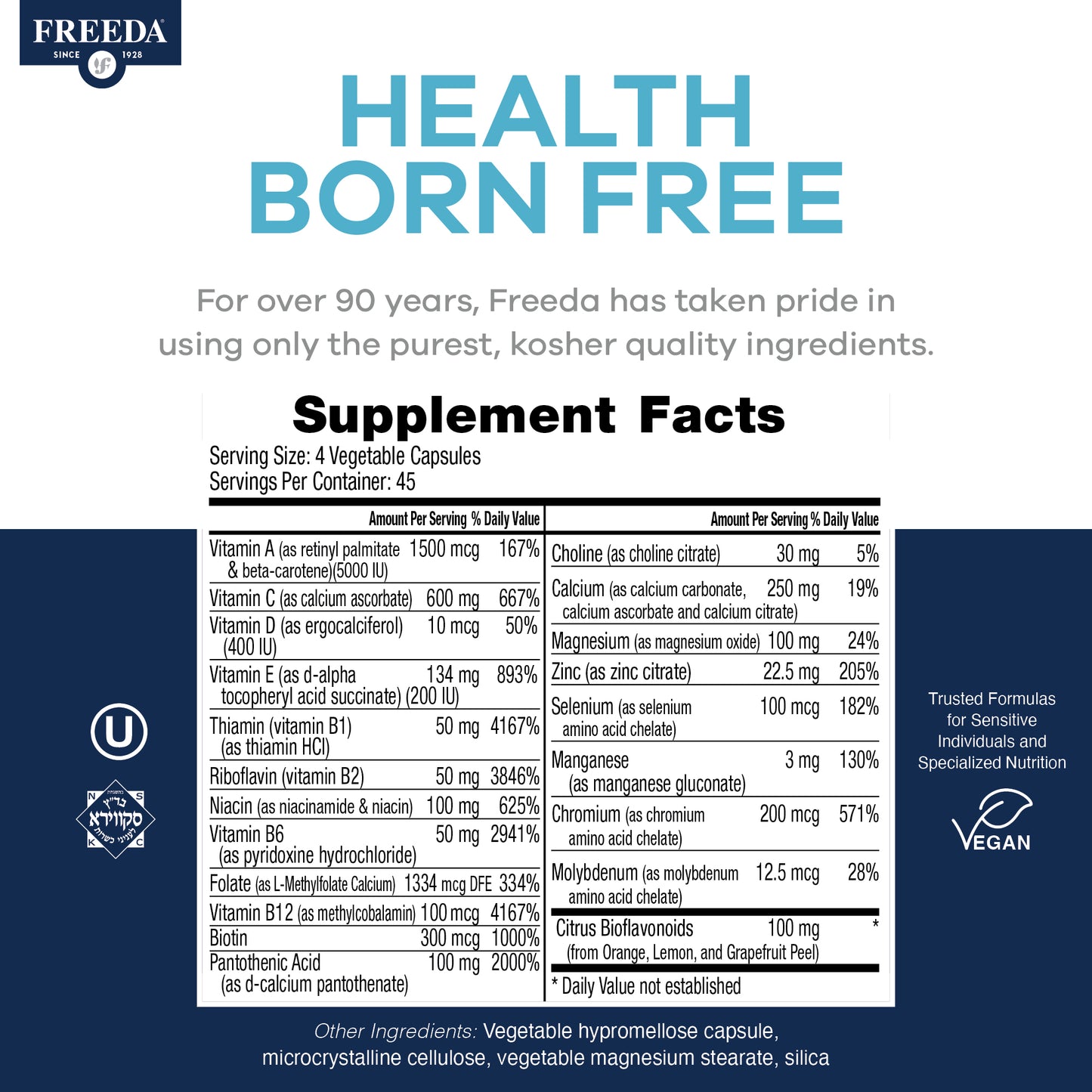 FREEDA  SCD Multivitamin - 180 Vegetable Capsules