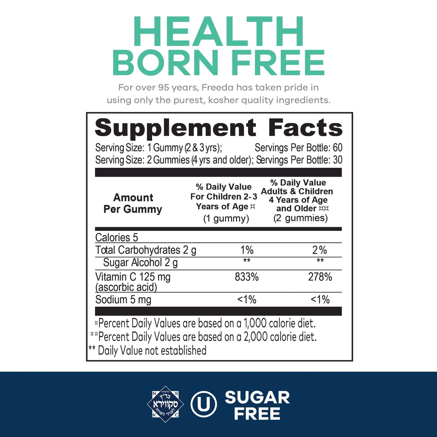 FREEDA  Sugar Free Vitamin C - 60 Gummies