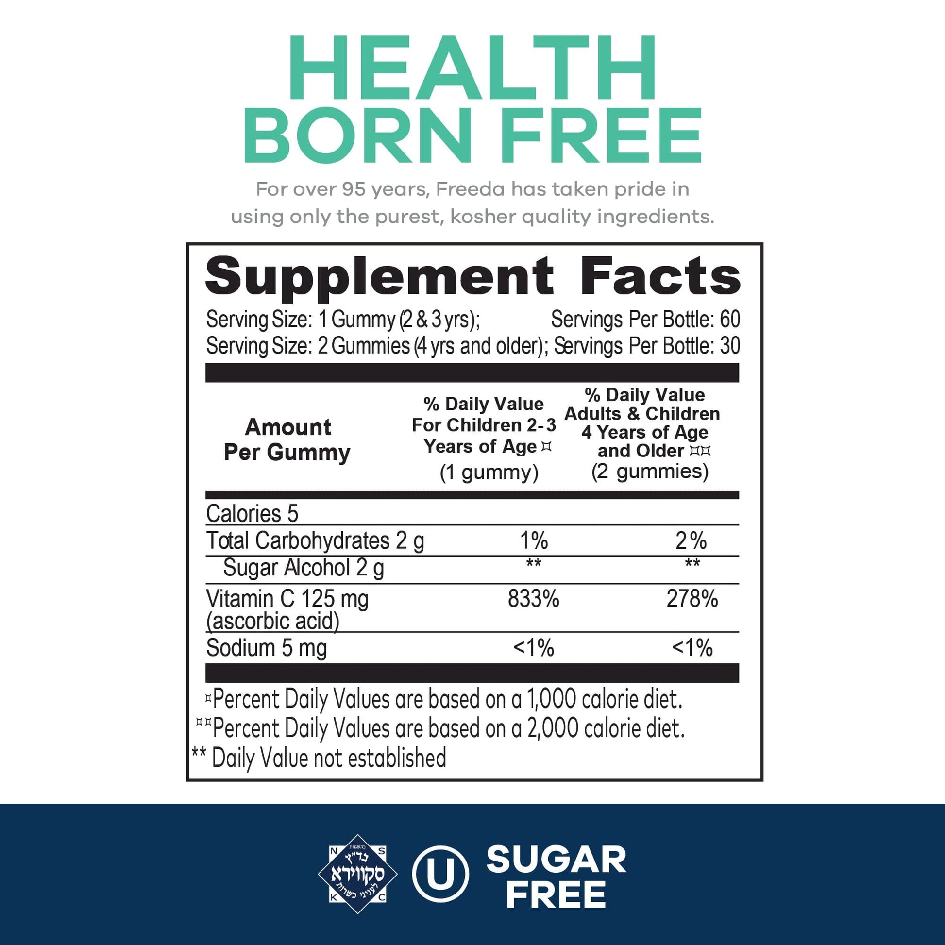 FREEDA  Sugar Free Vitamin C - 60 Gummies