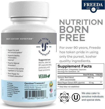 FREEDA  Turmeric Curcumin - 60 Capsules