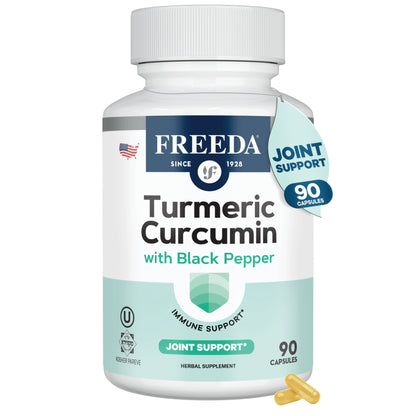FREEDA  Turmeric Curcumin with Black Pepper, 90 Capsules