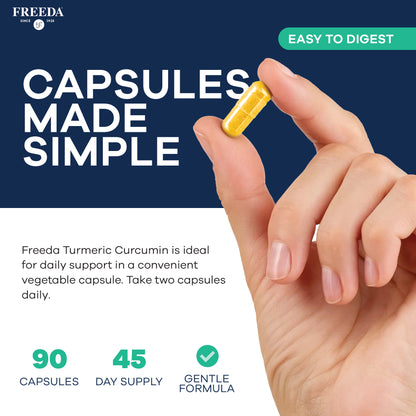 FREEDA  Turmeric Curcumin with Black Pepper, 90 Capsules