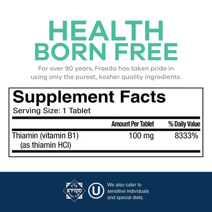 FREEDA  Vitamin B1 (Thiamin HCL) 100 mg - 100 Tablets