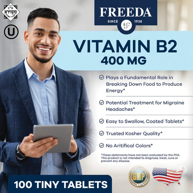 FREEDA  Vitamin B2 400 mg (Riboflavin & R-5-P) 60 Tiny Tabs