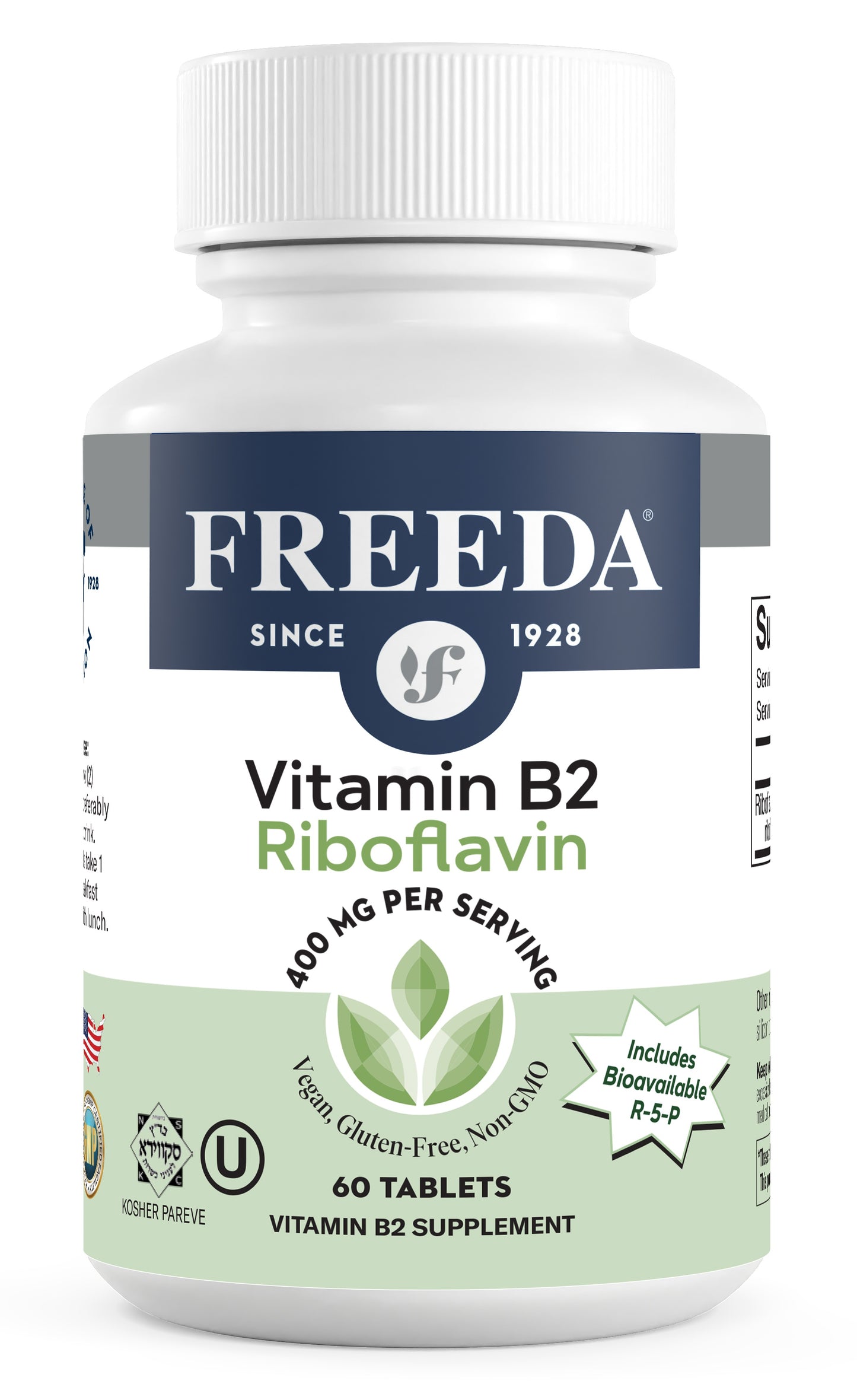 FREEDA  Vitamin B2 400 mg (Riboflavin & R-5-P) 60 Tiny Tabs