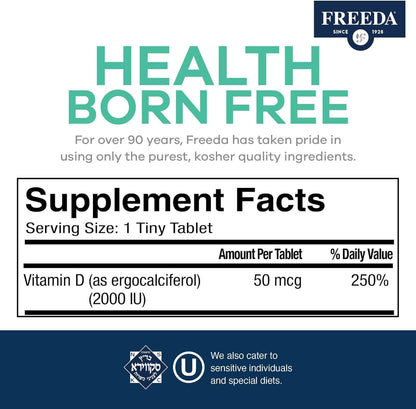 FREEDA  Vitamin D2 2000 IU - 100 Tiny Tablets
