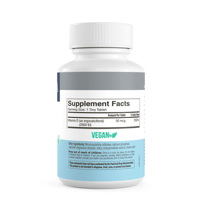 FREEDA  Vitamin D2 2000 IU - 100 Tiny Tablets