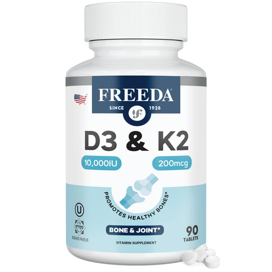 FREEDA  Vitamin D3 10,000 IU & K2 200 mcg, 90 Tiny Tablets