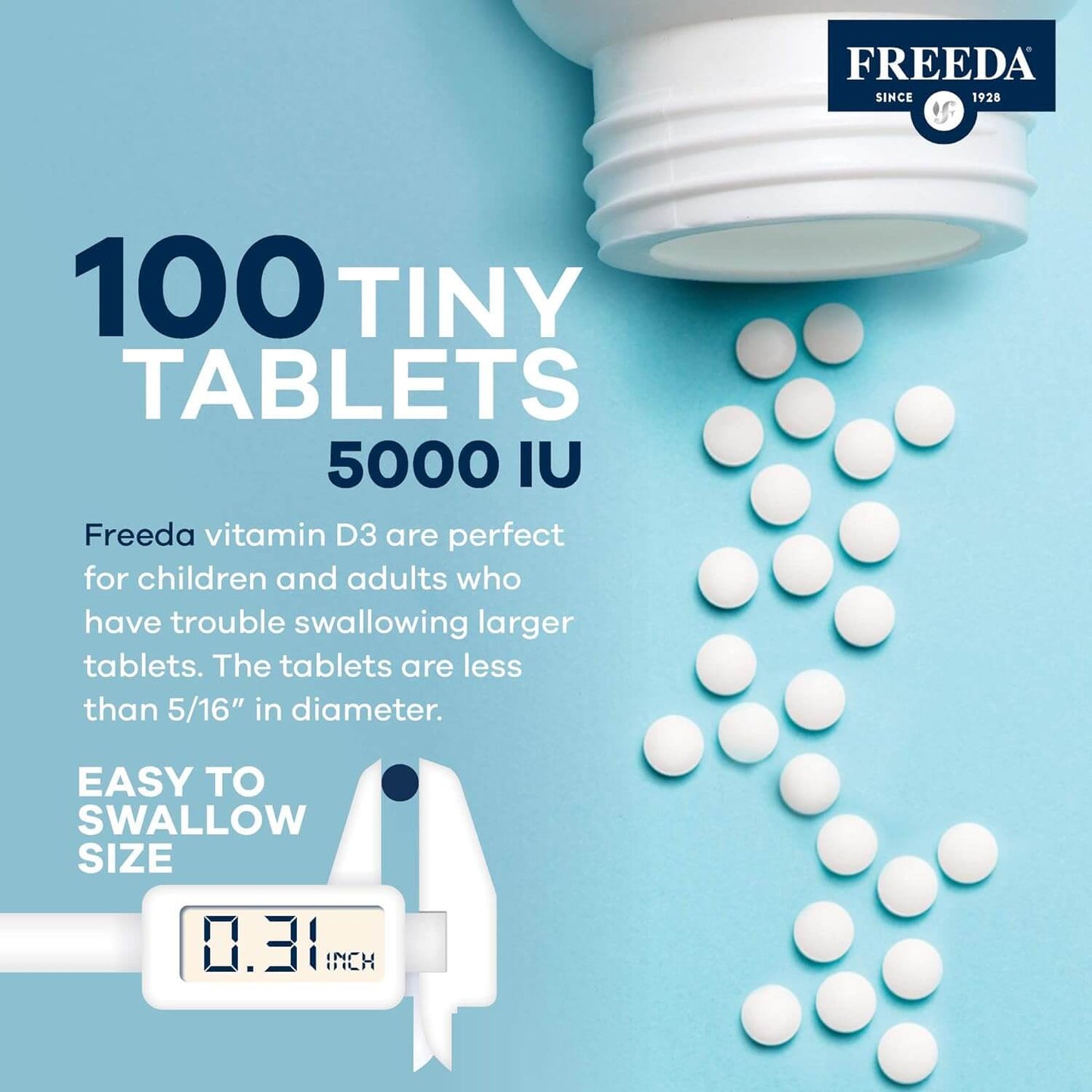 FREEDA  Vitamin D3 5000 IU - Tiny Tablets