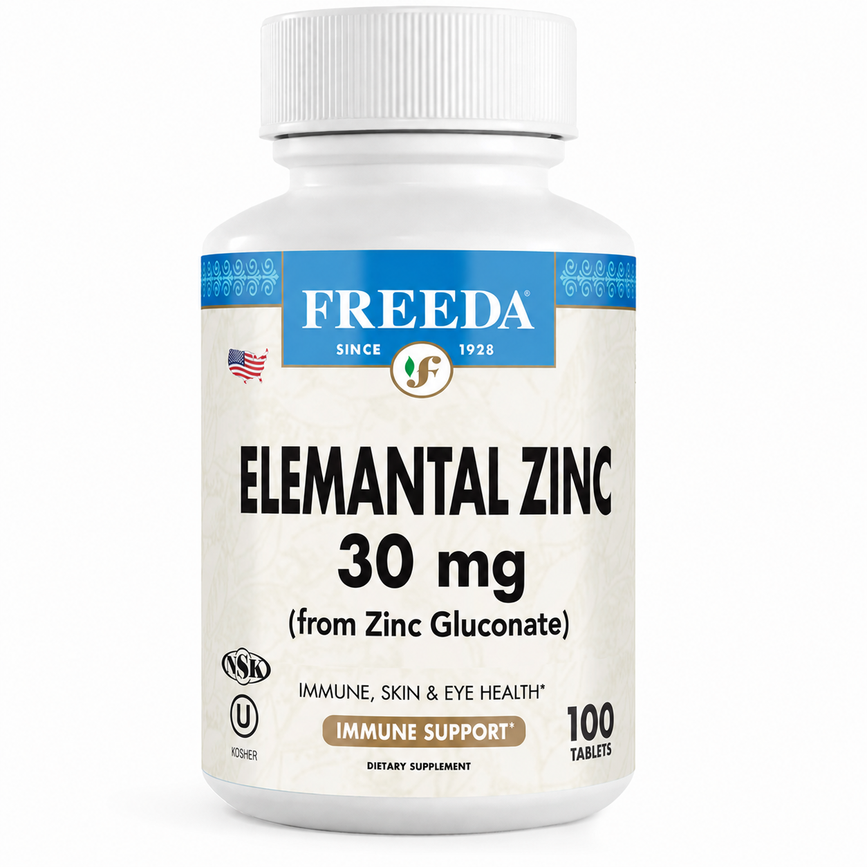 FREEDA  Zinc Gluconate 30mg, 100 Tablets