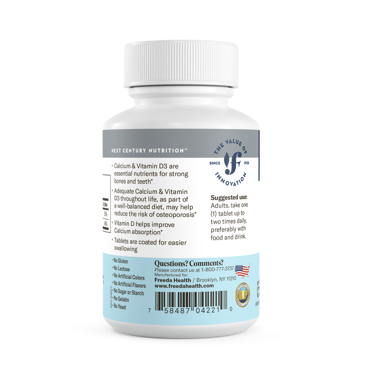 Calcium 600 mg w/ D3 400 IU - 100 Tablets
