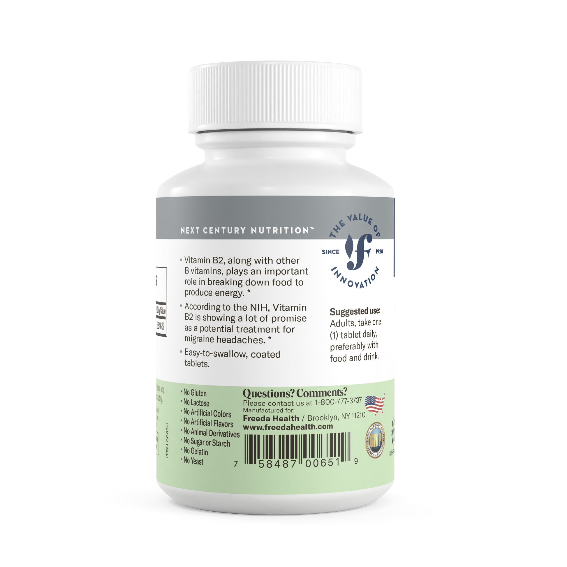 FREEDA  Vitamin B2 (Riboflavin) 50 mg - 100 Tablets